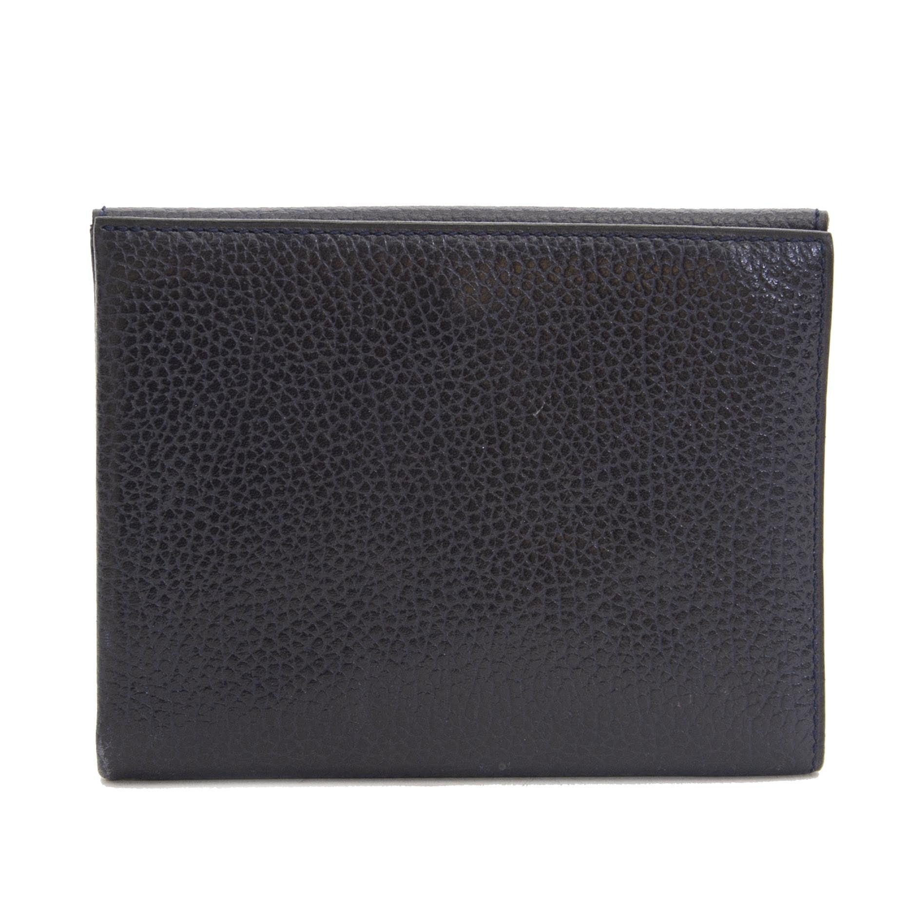 Delvaux Dark Blue Leather Wallet now for sale at labellov vintage fashion webshop belgium