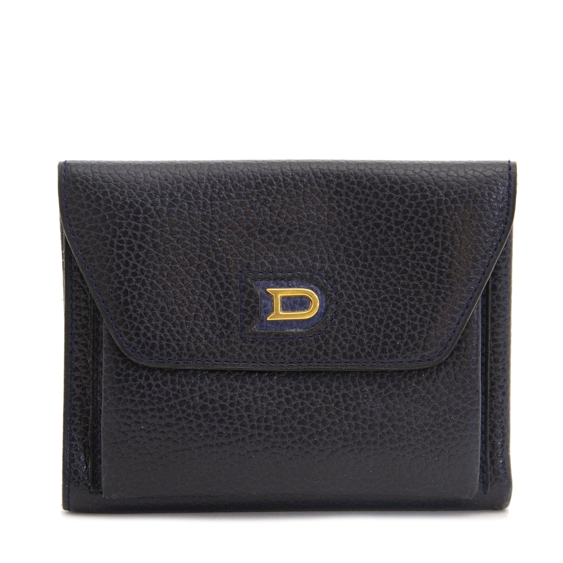 Delvaux Dark Blue Leather Wallet now for sale at labellov vintage fashion webshop belgium