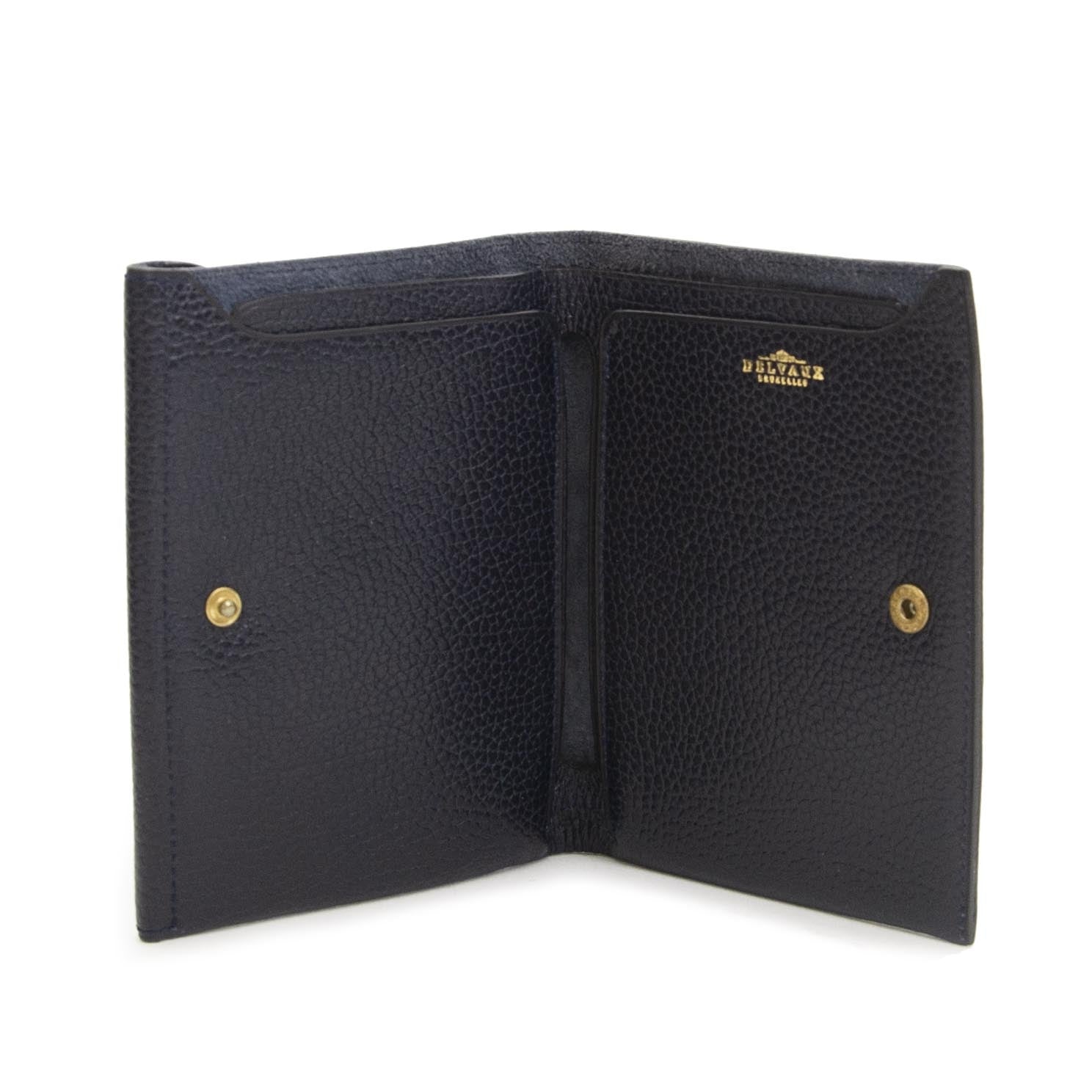 Delvaux Dark Blue Leather Wallet now for sale at labellov vintage fashion webshop belgium