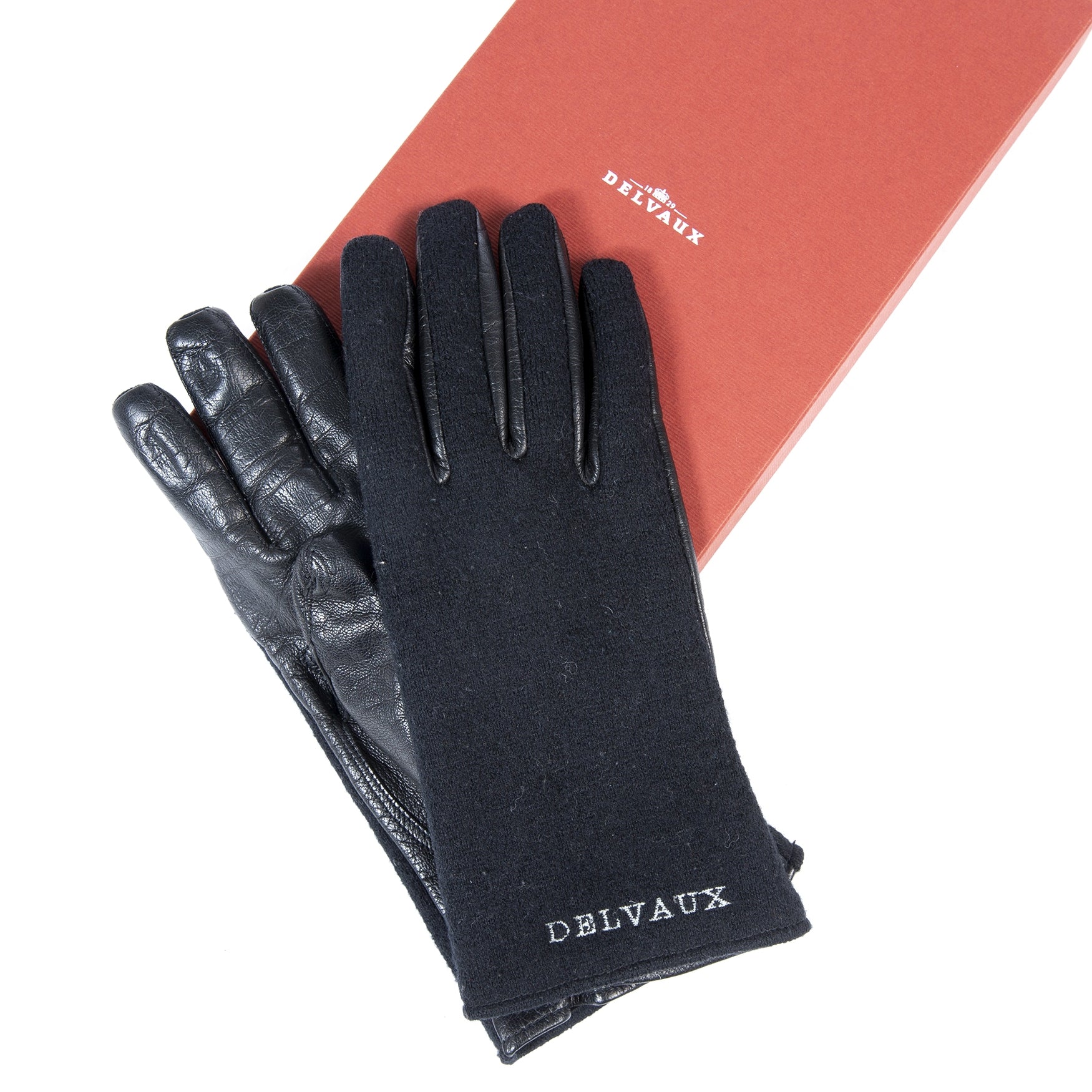 Delvaux Wool And Leather Gloves - Size FR 8.5 buy and sell authentic
