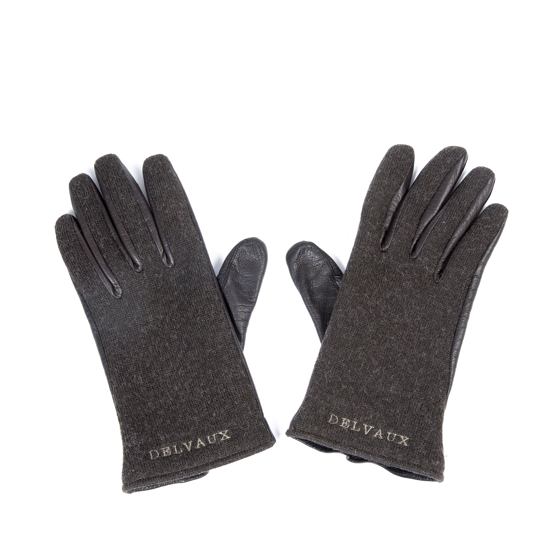 Delvaux Brown Wool And Leather Gloves