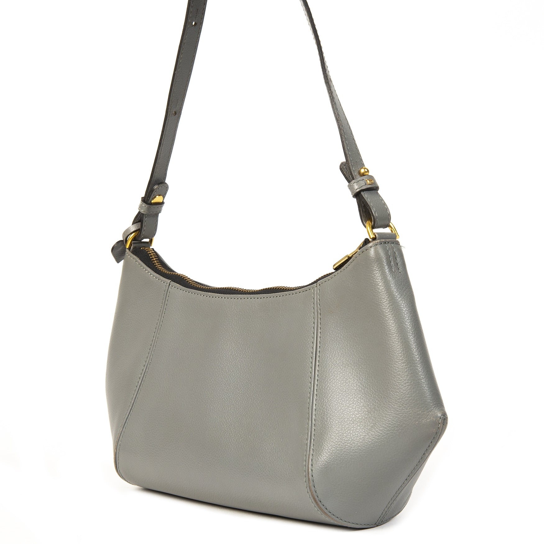 Delvaux Grey Leather Shoulder Bag