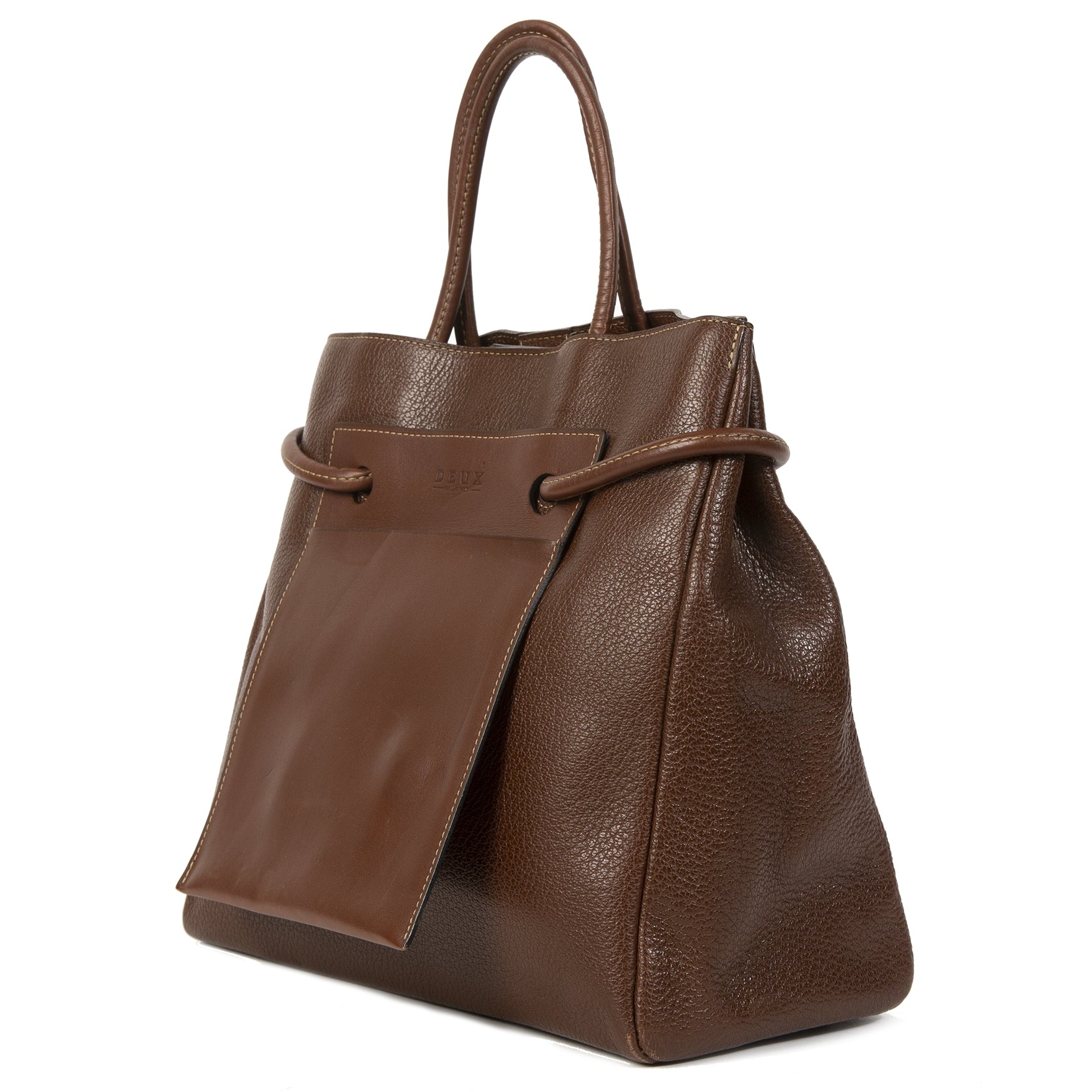 luxury Deux de Delvaux Chestnut Brown Top Handle