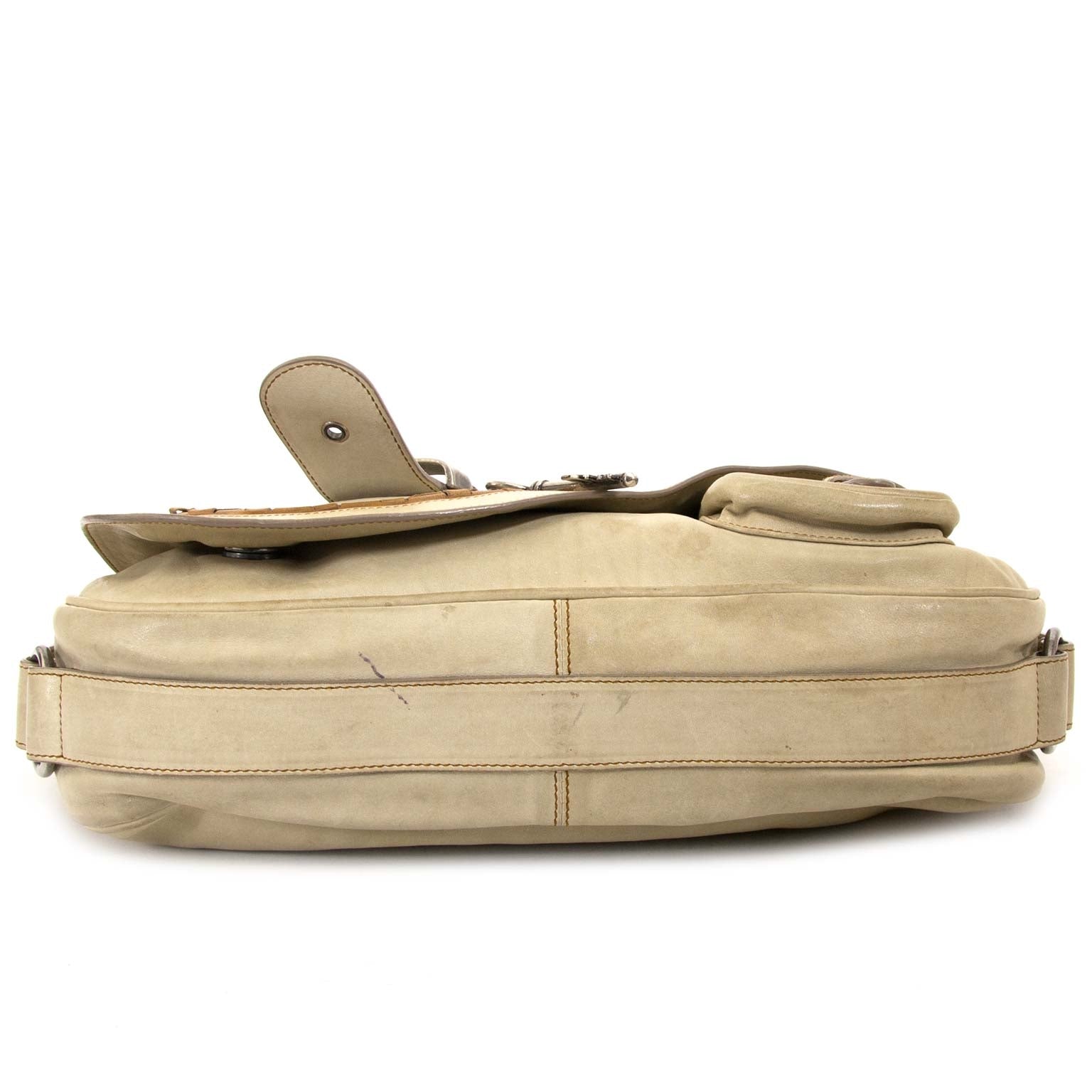 dior beige gaucho saddle bag now for sale at labellov vintage fashion webshop belgium