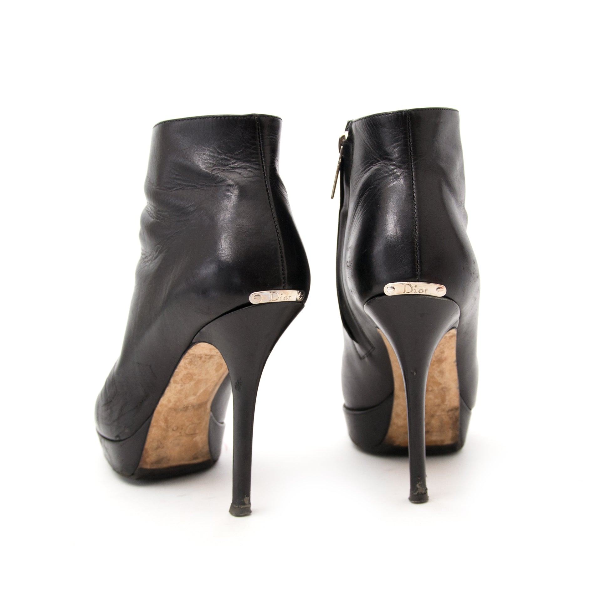 Bottines en cuir Cannage noir Christian Dior