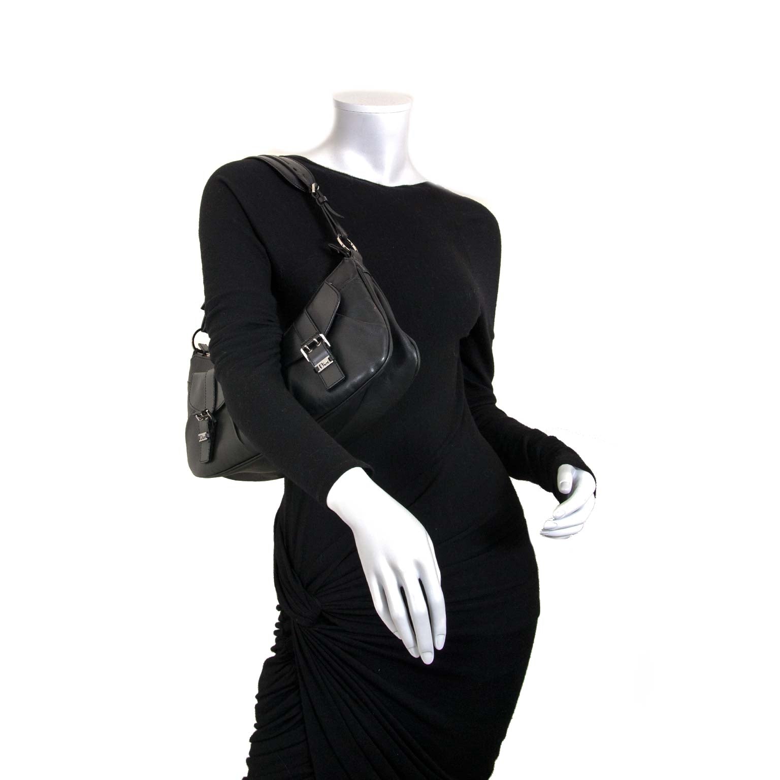 dior black leather top handle bag now for sale at labellov vintage fashion webshop belgium