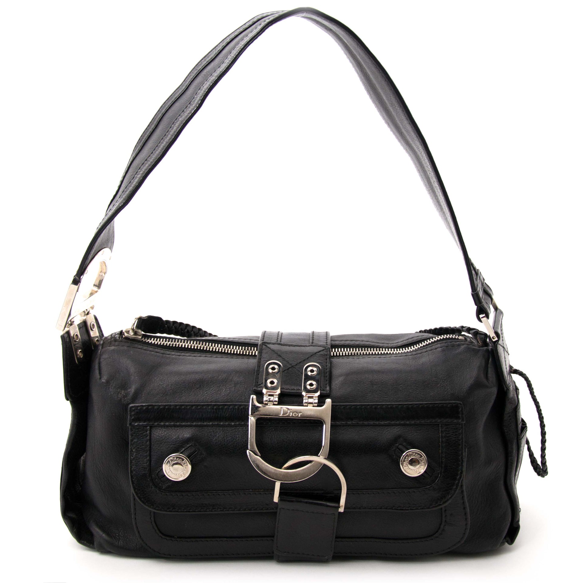 Buy your authentic Dior Black Leather Shoulder Bag for the best price