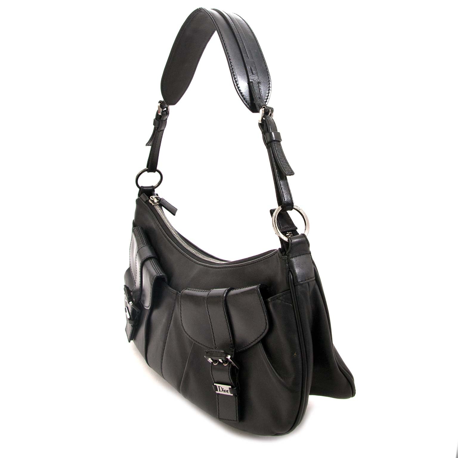 dior black leather top handle bag now for sale at labellov vintage fashion webshop belgium