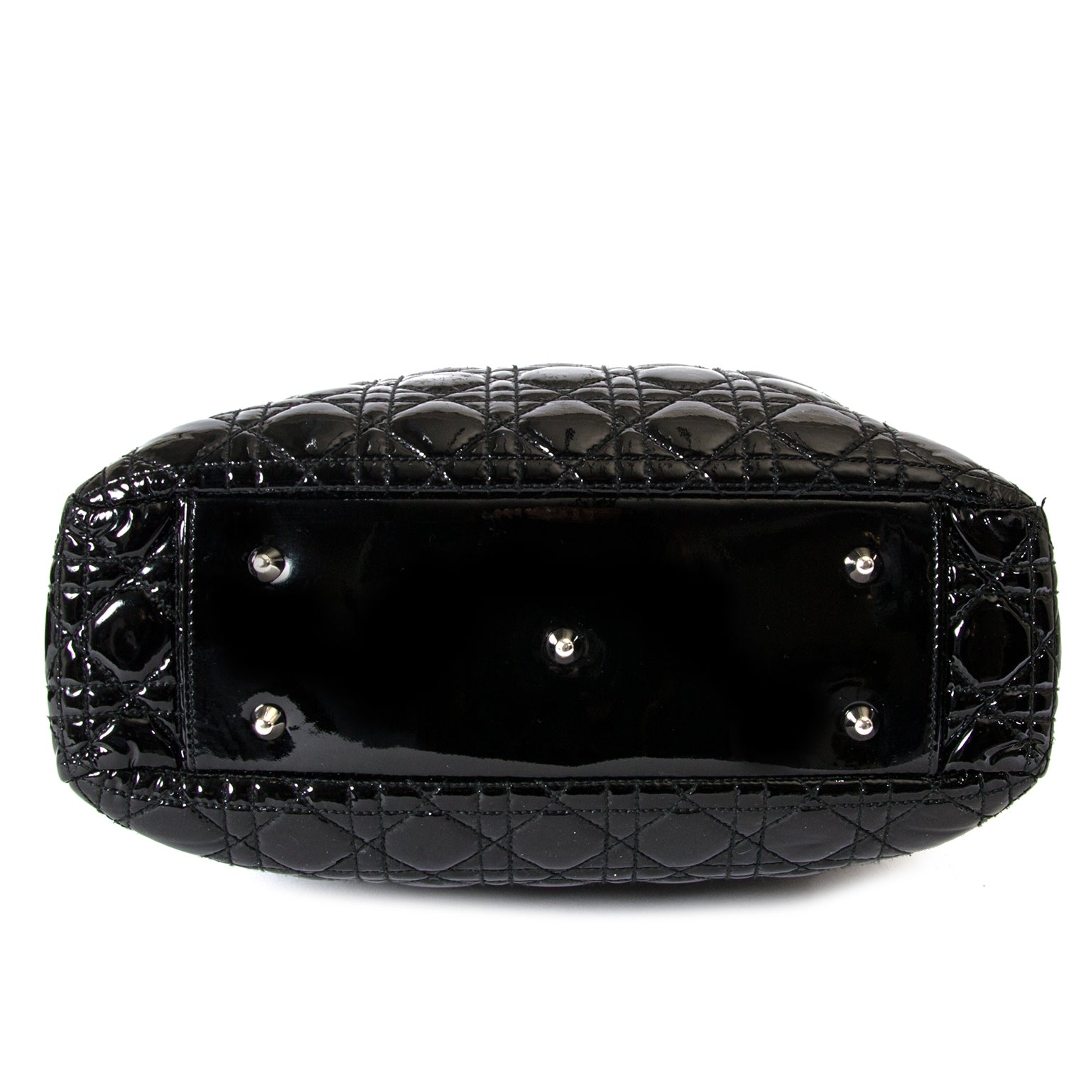 Christian Dior Black Patent Cannage Tote