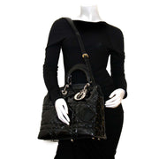 koop christian dior lady dior zwart patent tas bij labellov vintage mode webshop belgië