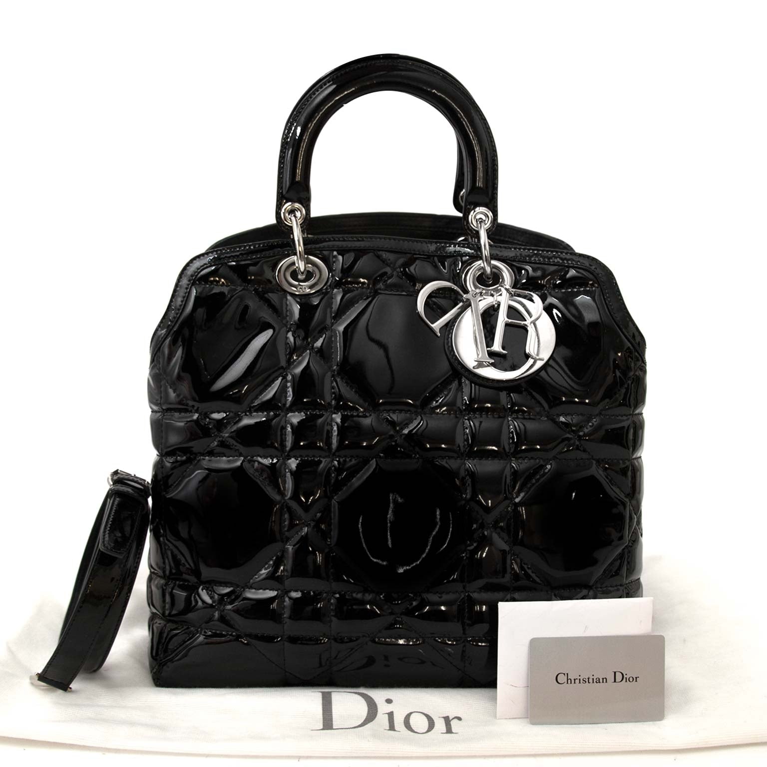 achète christian dior lady dior noir patent sac à labellov vintage webshop de mode belgique