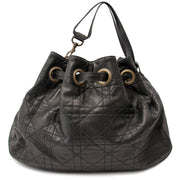 Christian Dior Black Quilted Lambskin Cannage Bucket Bag for sale online