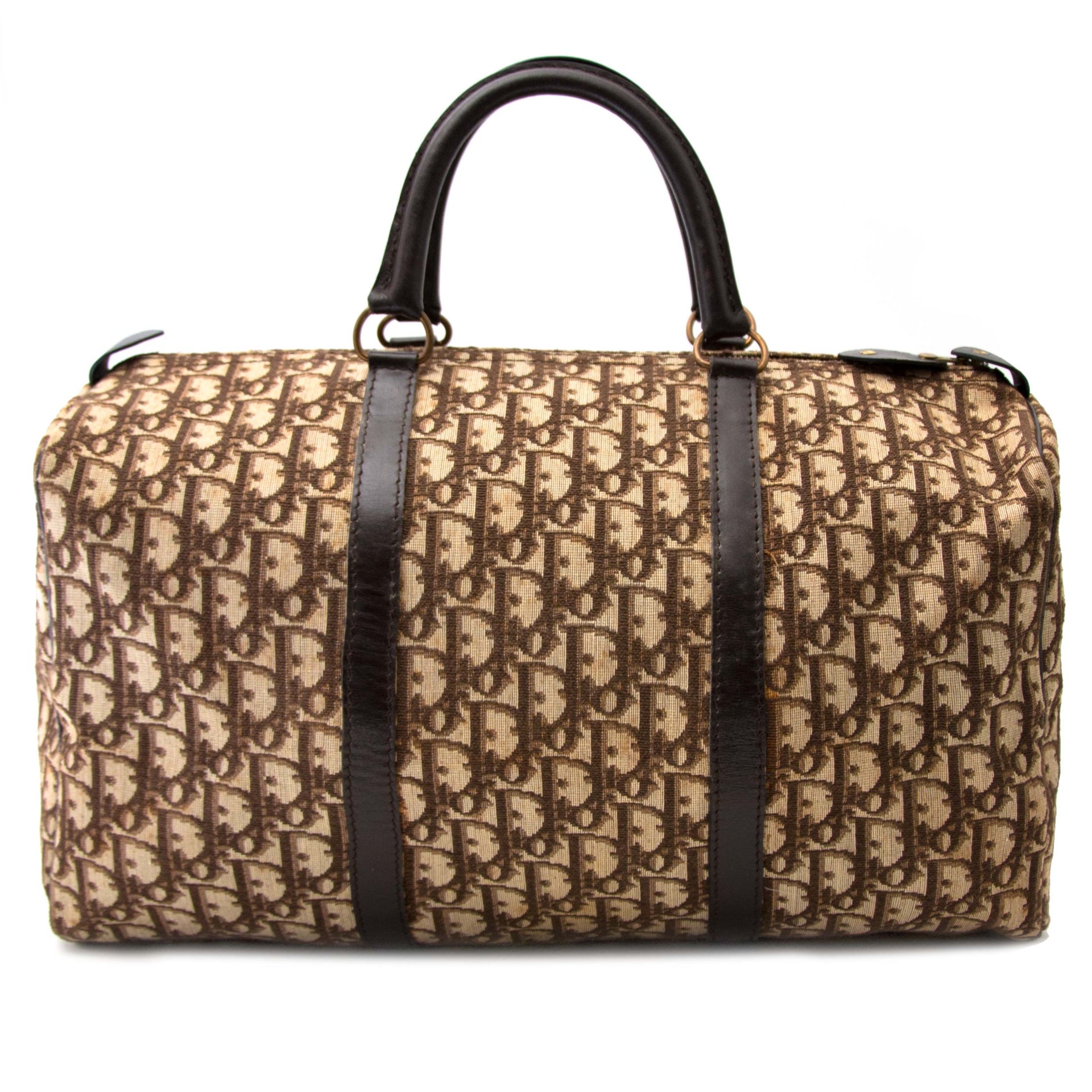 Dior brown monogram trotter boston bag now online at labellov.com for the best price