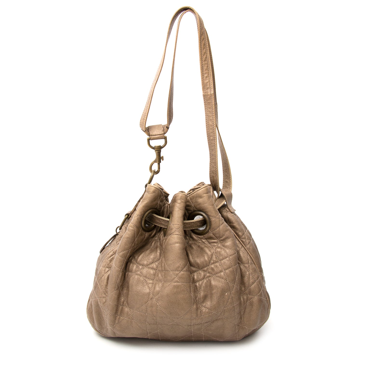 Acheter un Christian Dior Bronze Cannage Drawstring Bag en ligne