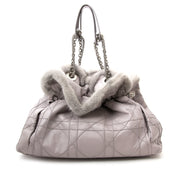 like new secondhand real real designer Christian Dior Grey Shoulder Bag with Fur
