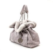 shop safe online at the best price secondhand designer Christian Dior Grey Shoulder Bag with Fur at the best price