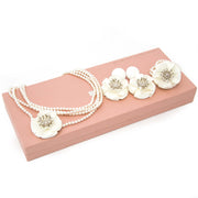 shop safe online Miu Miu White Flower Necklace, Earring, Bracelet Set