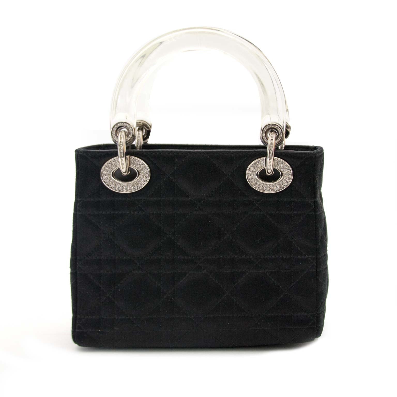 collectors Dior Lady Dior Mini Black Satin With Crystals
