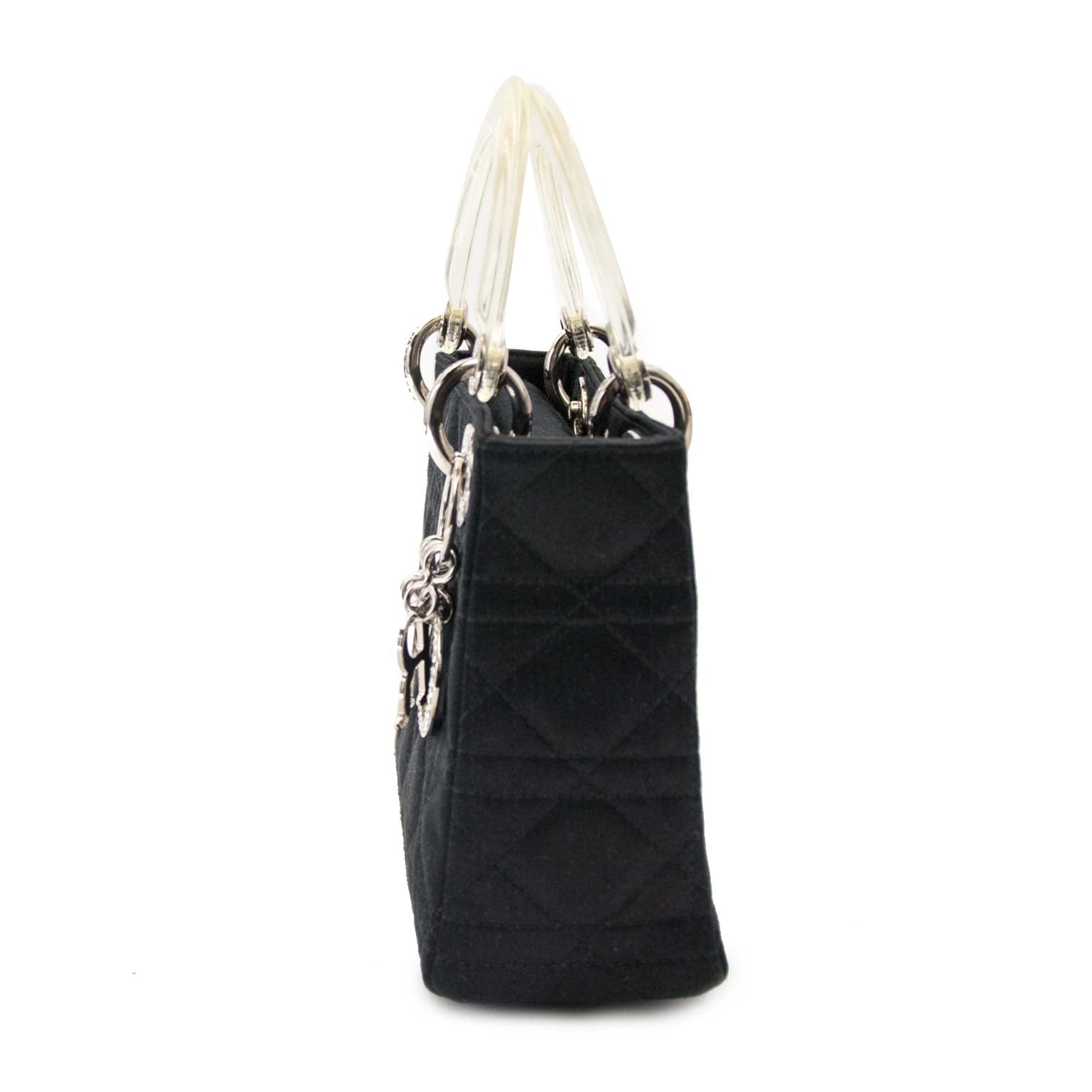 pour le meilleur prix seconde main Dior Lady Dior Mini Black Satin With Crystals
