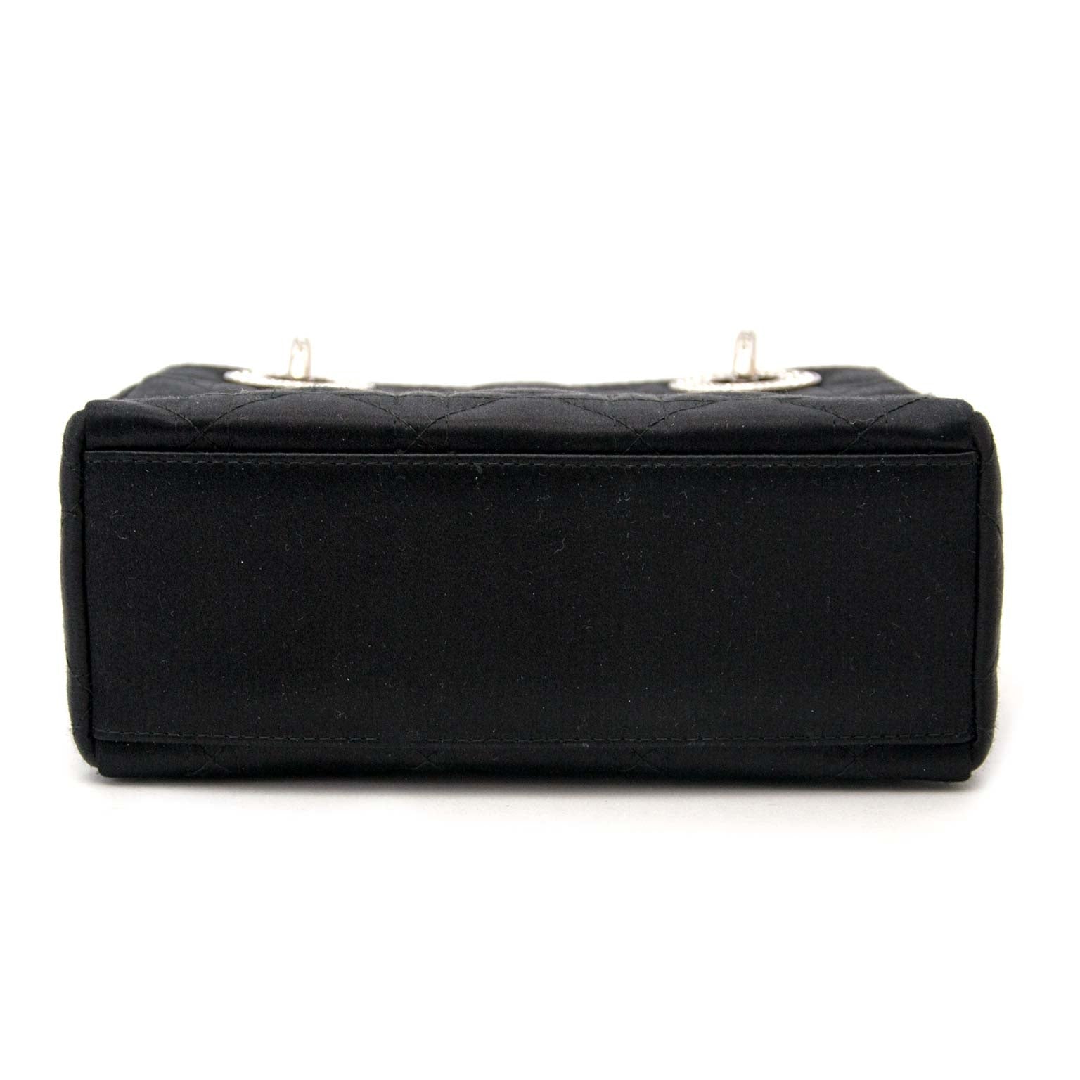 shop safe online secondhand Dior Lady Dior Mini Black Satin With Crystals