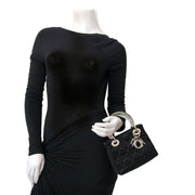 Dior Lady Dior Mini Black Satin With Crystals