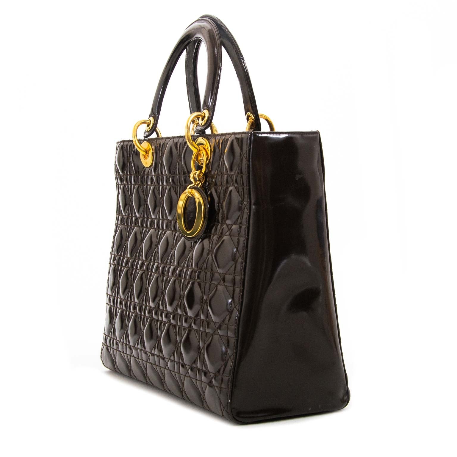 christian dior lady dior brown handbag now for sale at labellov vintage fashion webshop belgium