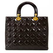 christian dior lady dior brown handbag now for sale at labellov vintage fashion webshop belgium