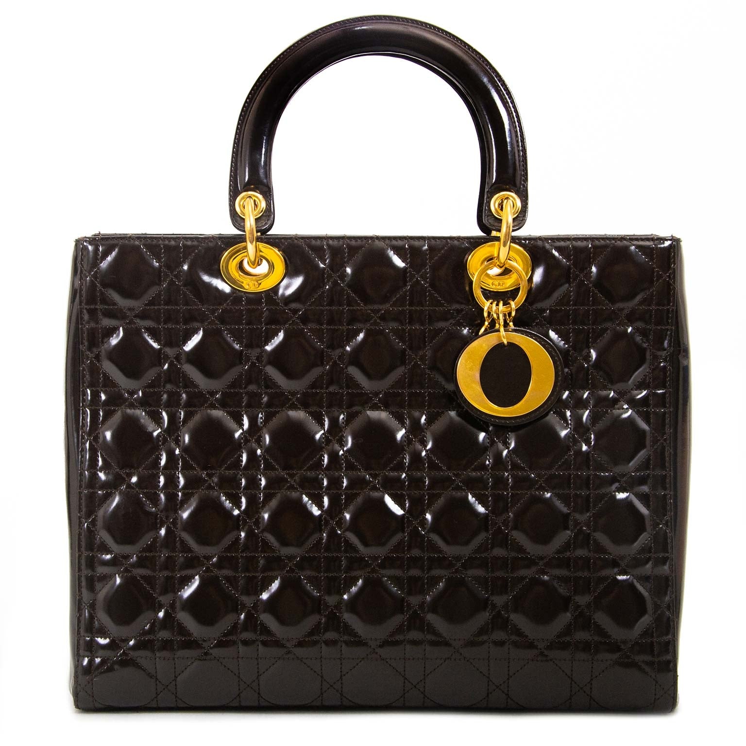 christian dior lady dior brown handbag now for sale at labellov vintage fashion webshop belgium