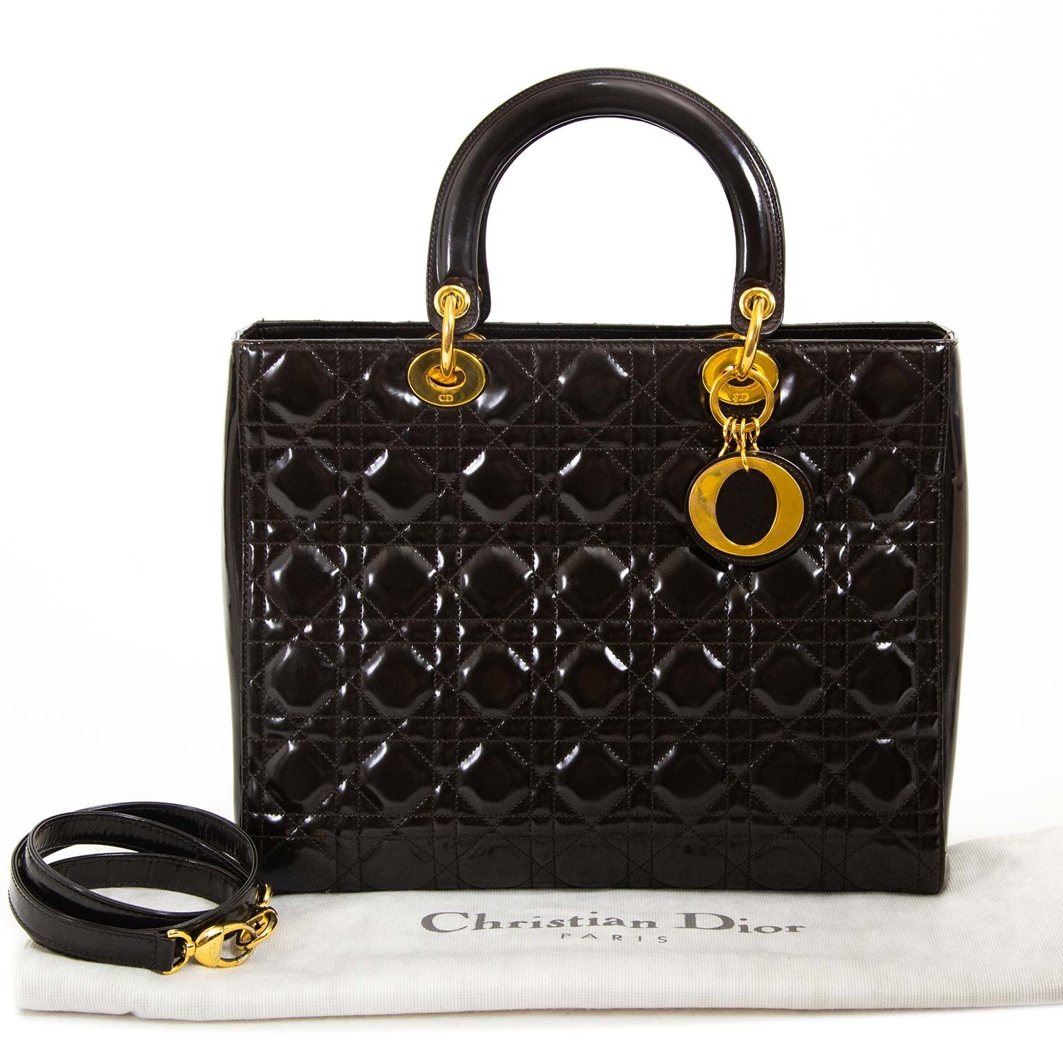 christian dior lady dior brown handbag now for sale at labellov vintage fashion webshop belgium