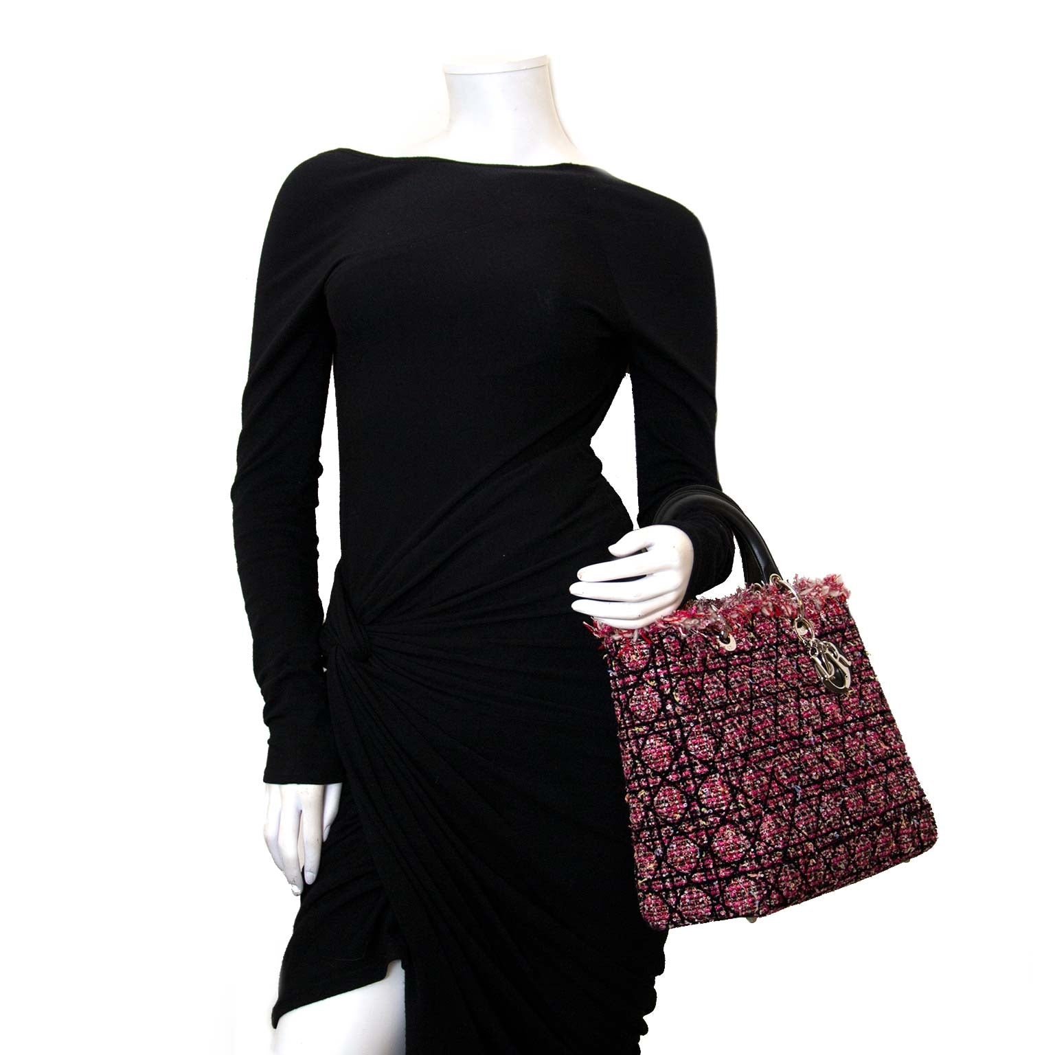 koop authentieke christian dior lady dior tweed tassen bij labellov vintage mode webshop belgië