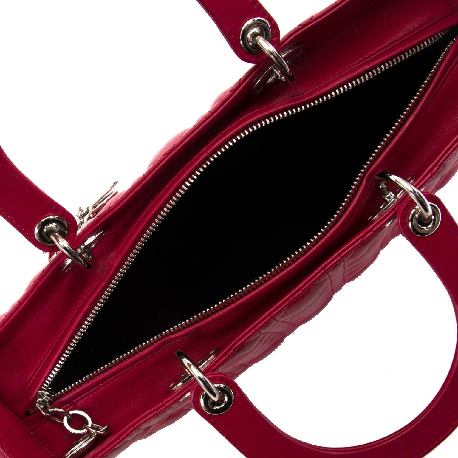 christian dior lady dior red lambskin bag now for sale at labellov vintage fashion webshop belgium