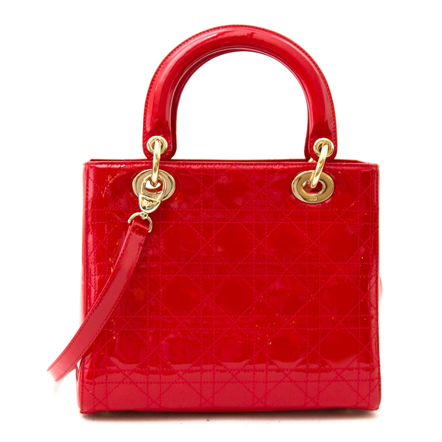 Dior Lady Dior Red Patent Bag