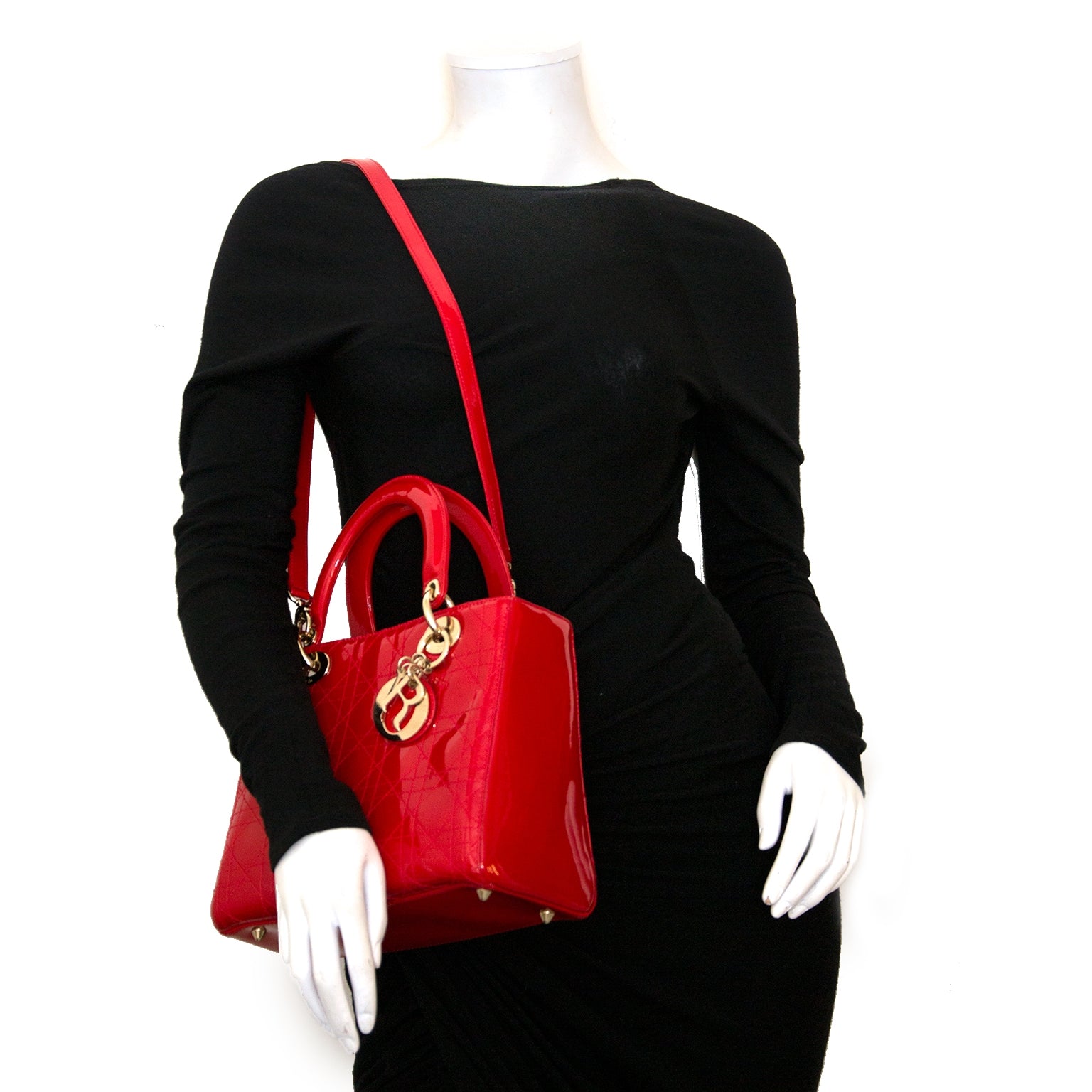 Dior Lady Dior Red Patent Bag