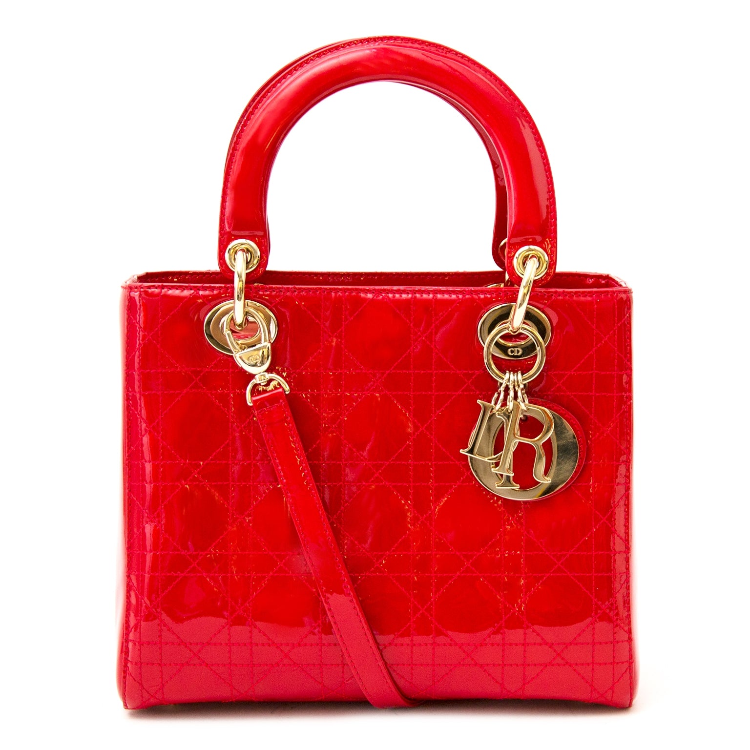 Dior Lady Dior Red Patent Bag