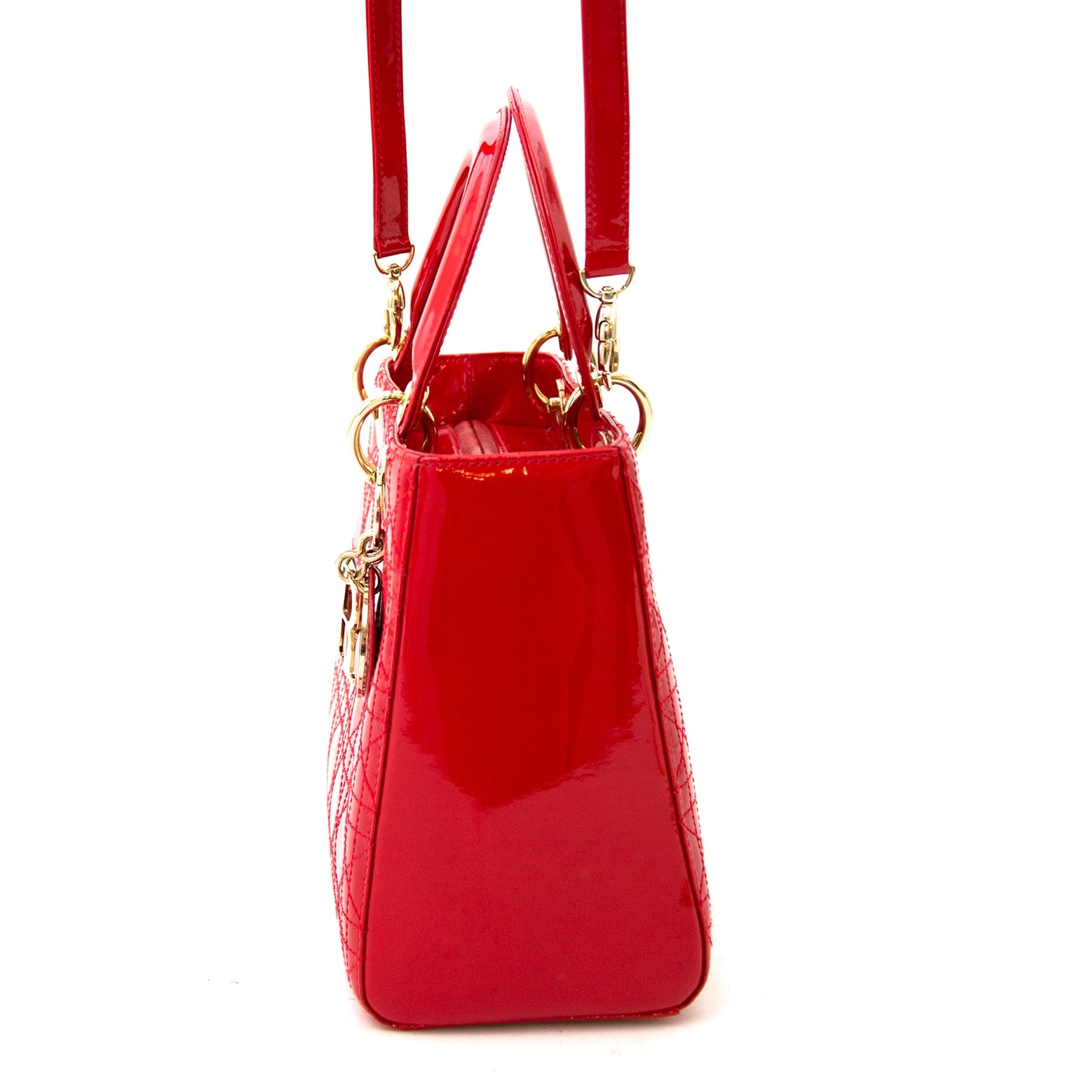 Dior Lady Dior Red Patent Bag