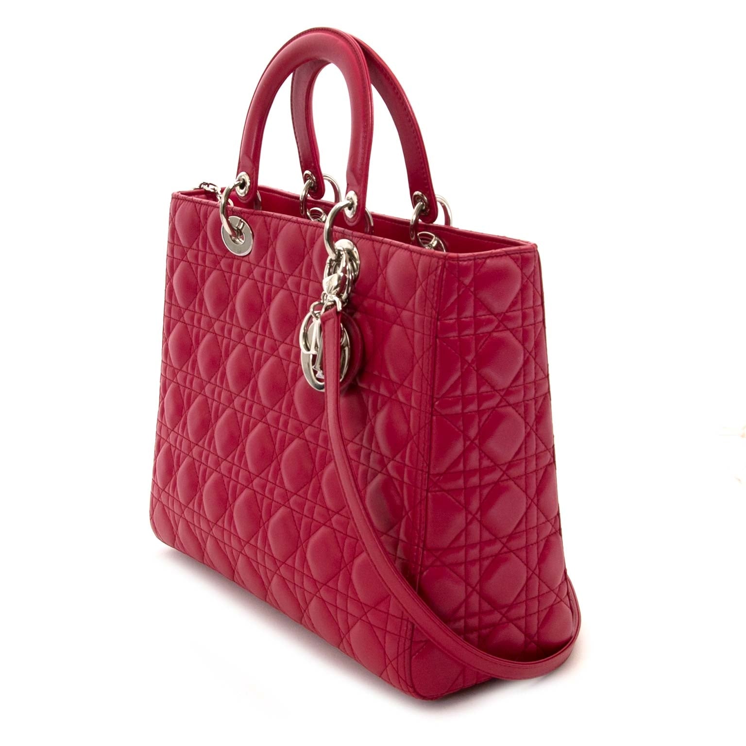 christian dior lady dior red lambskin bag now for sale at labellov vintage fashion webshop belgium