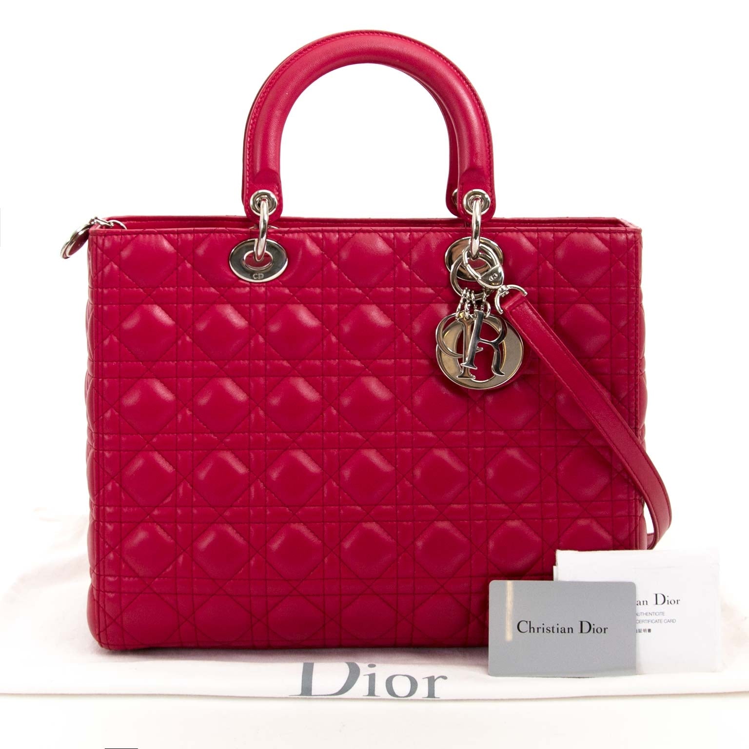 christian dior lady dior red lambskin bag now for sale at labellov vintage fashion webshop belgium