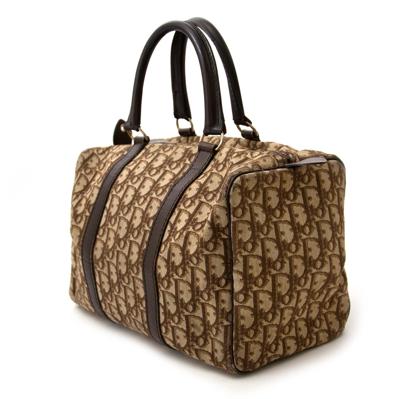 Dior Vintage Monogram Brown Boston Bag buy and sell your authenti Dior Vintage Monogram Brown Boston Bag