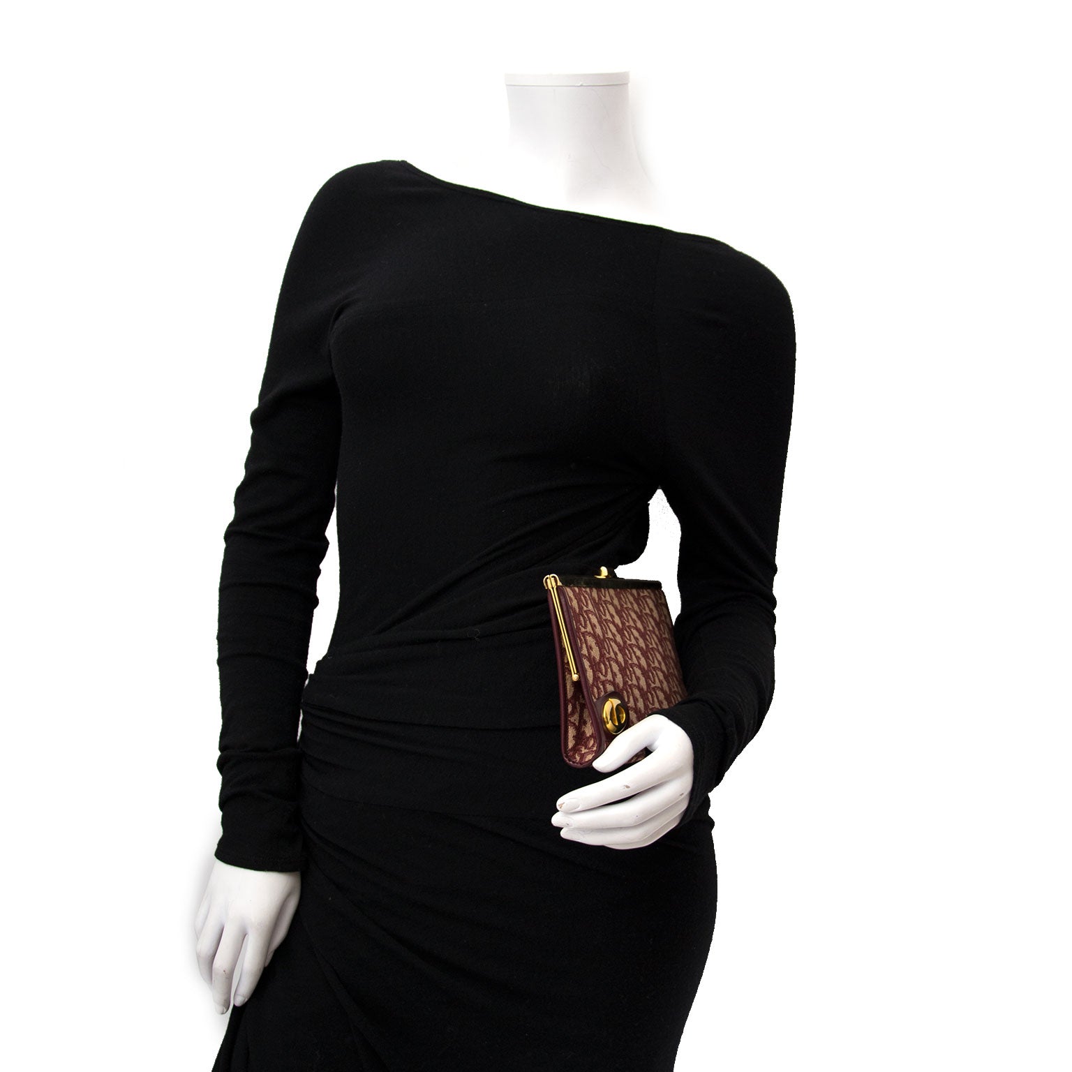Christian Dior Burgundy  Monogram Canvas Clutch