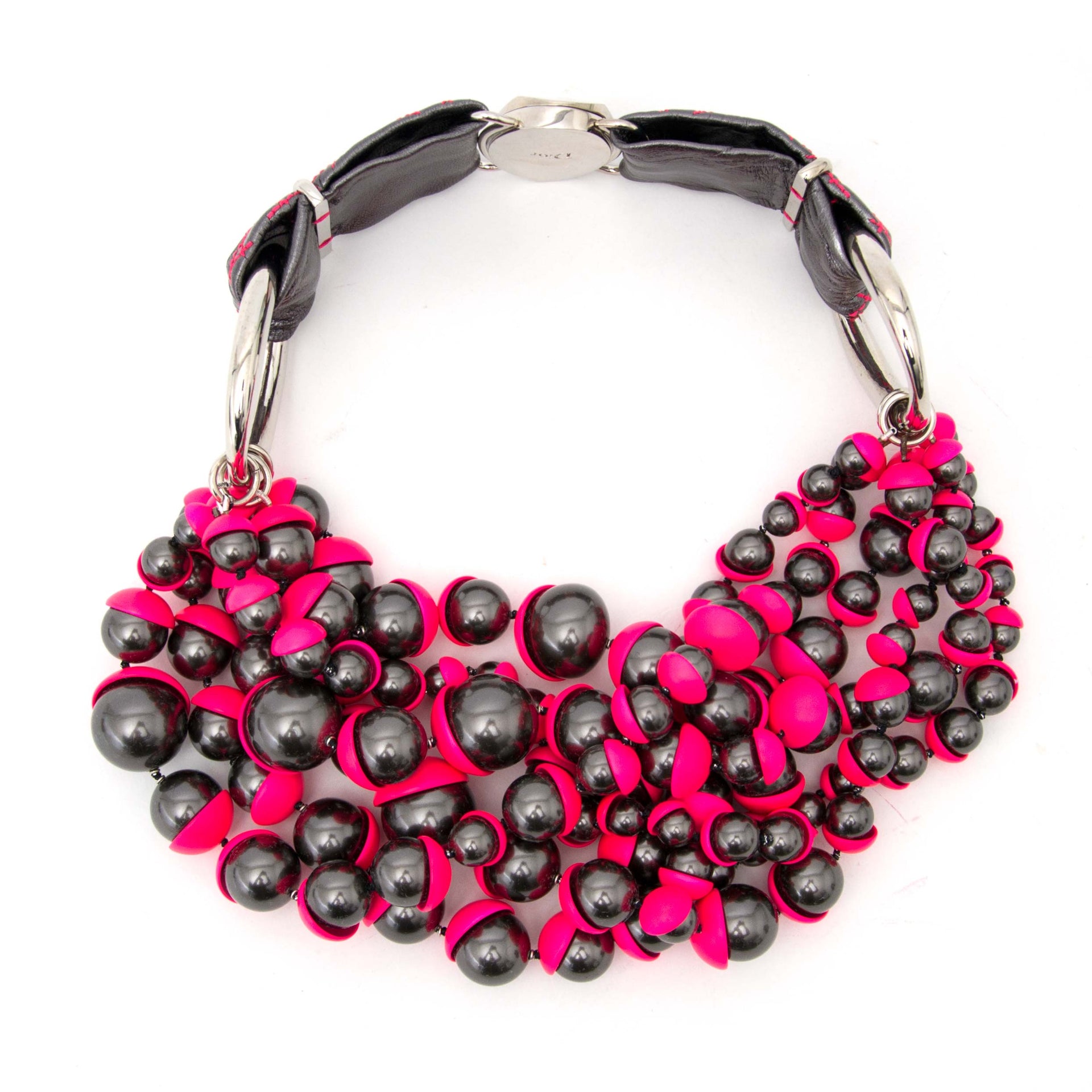 Pink silver pearl necklace with magnetic clasp Dior