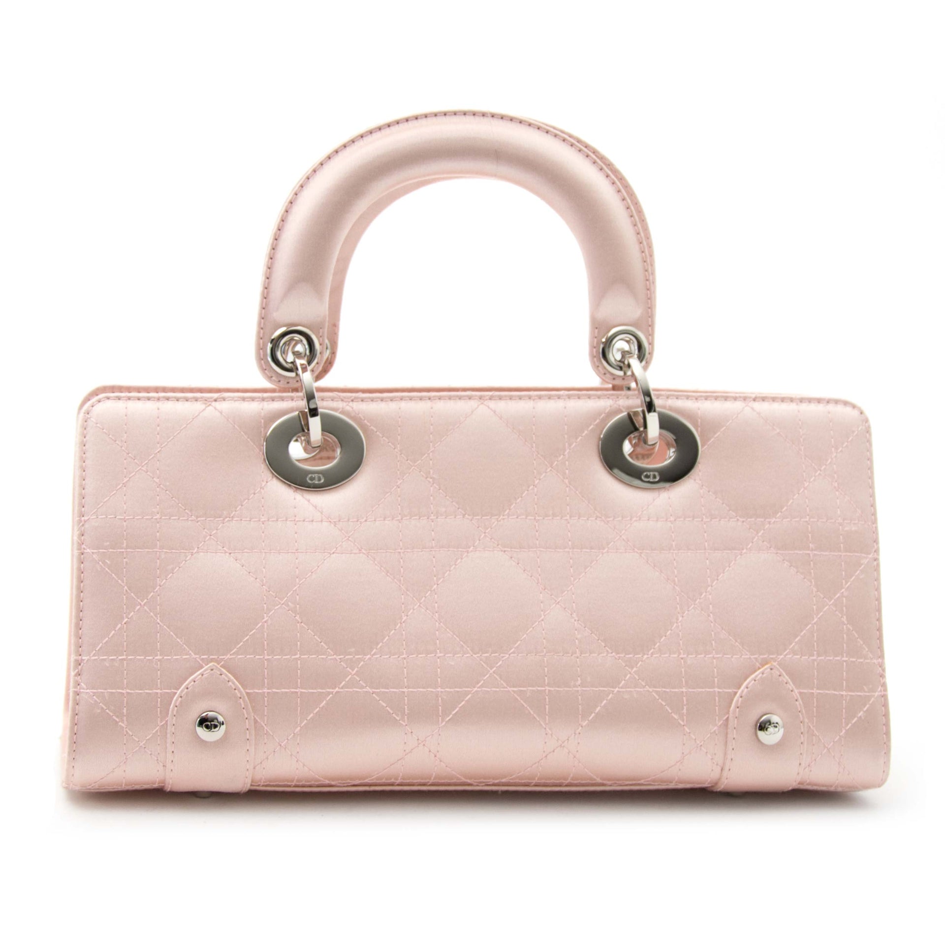 Preloved and new handbags such as Dior Lady Dior East West Pink Satin Handbag
