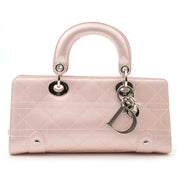 Dior Lady Dior East West Pink Satin Handbag available online at Labellov
