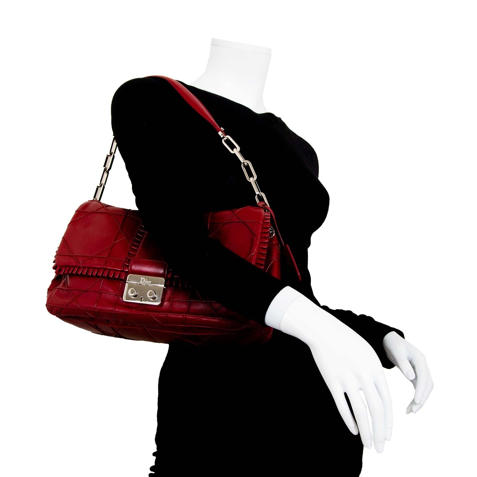 christian dior new lock cannage & ruffles flap bag now for sale at labellov vintage fashion webshop belgium