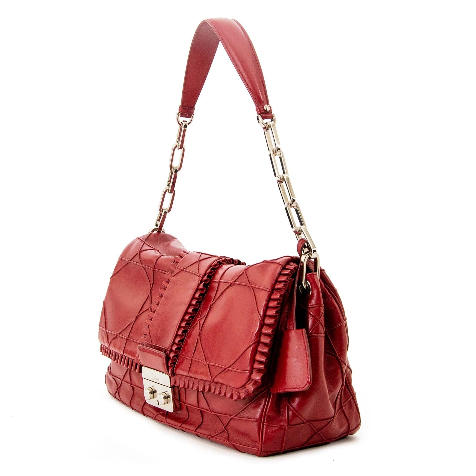 christian dior new lock cannage & ruffles flap bag now for sale at labellov vintage fashion webshop belgium