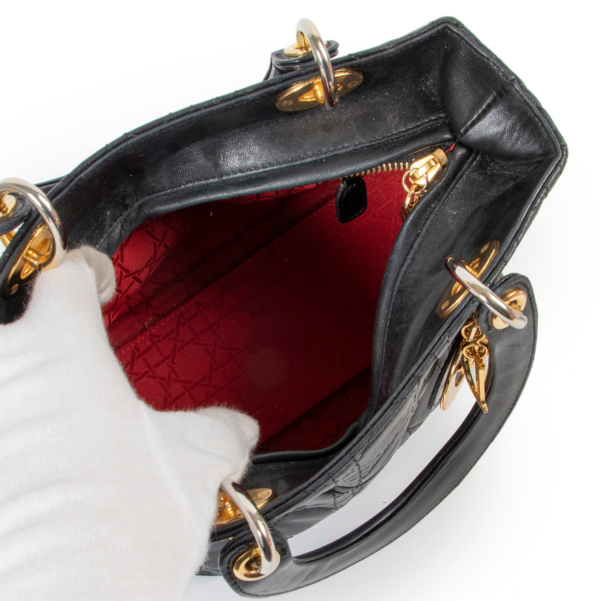 Sac à main Christian Dior Lady Dior en cuir noir