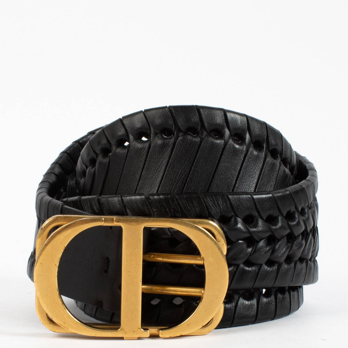 Christian Dior Black Braided 30 Montaigne Wide Belt