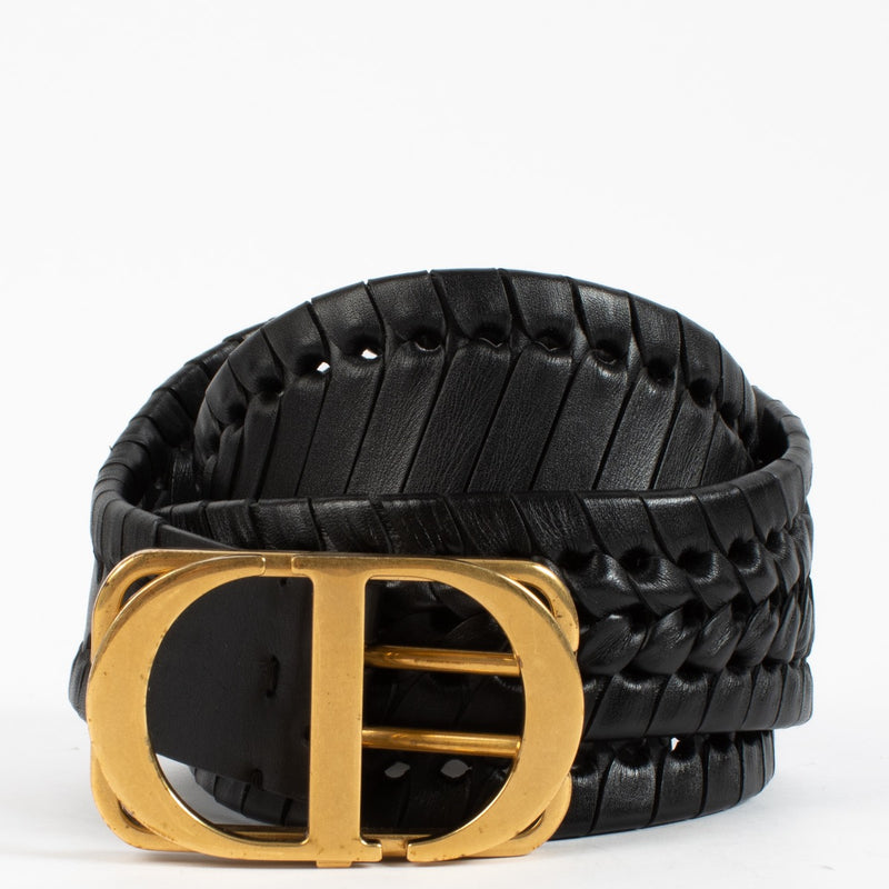 Christian Dior Black Braided 30 Montaigne Wide Belt