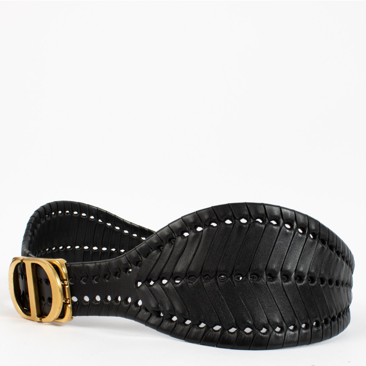 Christian Dior Zwarte Gevlochten 30 Montaigne Brede Riem - Maat 85
