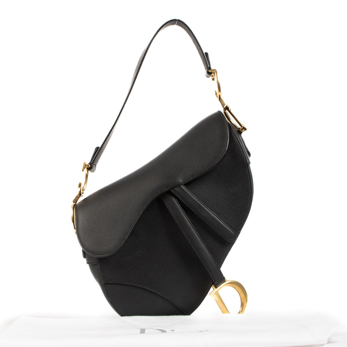 Sac Saddle Christian Dior en cuir noir