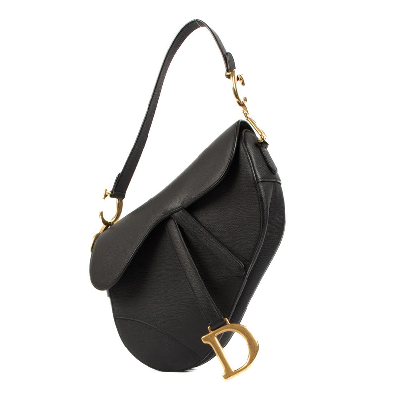 Buy real authentic Christian Dior Black Leather Saddle Bag in very good condition at Labellov.com